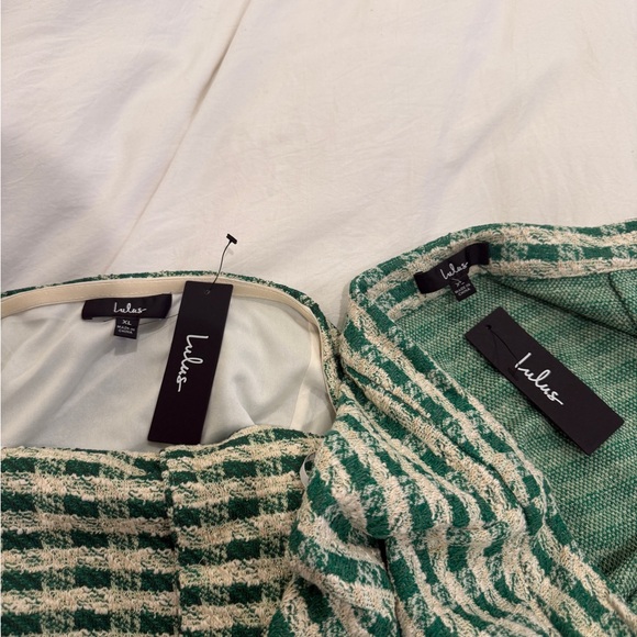 Lulu's Green and White Tweed Two-Piece Set - Picture 2 of 3